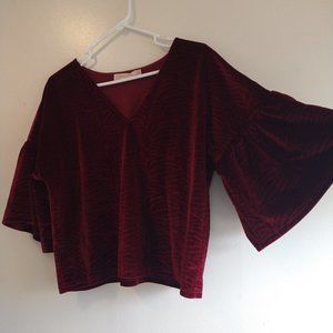 Red Velvet Puffy Sleeve Top